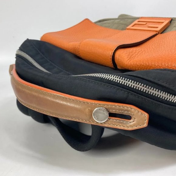 Auth FENDI 7VZ048 Backpack Zucca multi Bag Backpack Black/orange x khaki - Picture 5 of 16